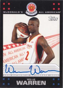 2008 Topps McDonald's All-American Game - Game Day Autographs Aftermarket #WW Willie Warren Front