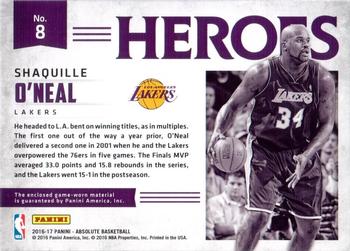 2016-17 Panini Absolute - Heroes Materials #8 Shaquille O'Neal Back