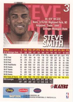 1999-00 Franz Portland Trail Blazers #3 Steve Smith Back