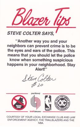 1984-85 Portland Trail Blazers Police #6 Steve Colter Back