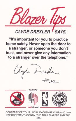 1984-85 Portland Trail Blazers Police #7 Clyde Drexler Back