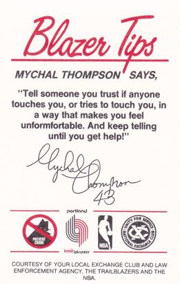 1984-85 Portland Trail Blazers Police #13 Mychal Thompson Back