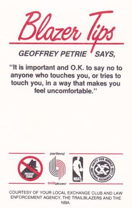 1984-85 Portland Trail Blazers Police #14 Geoff Petrie Back
