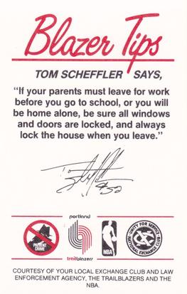 1984-85 Portland Trail Blazers Police #15 Tom Scheffler Back