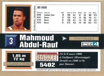 1993-94 Pro Cards French Sports Action Basket #5402 Mahmoud Abdul-Rauf Back