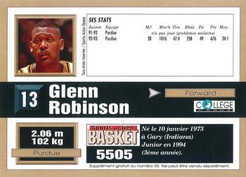 1993-94 Pro Cards French Sports Action Basket #5505 Glenn Robinson Back