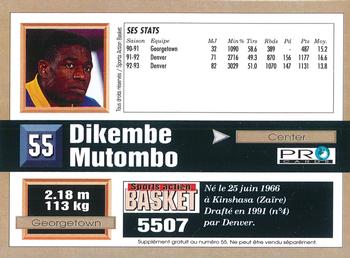 1993-94 Pro Cards French Sports Action Basket #5507 Dikembe Mutombo Back