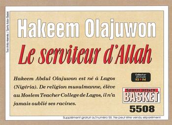 1993-94 Pro Cards French Sports Action Basket #5508 Hakeem Olajuwon (Attitude) Back