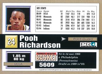 1993-94 Pro Cards French Sports Action Basket #5609 Pooh Richardson Back