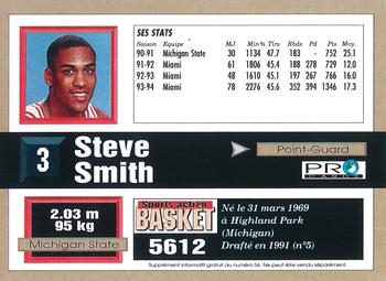 1993-94 Pro Cards French Sports Action Basket #5612 Steve Smith Back