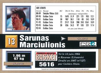 1993-94 Pro Cards French Sports Action Basket #5616 Sarunas Marciulionis Back