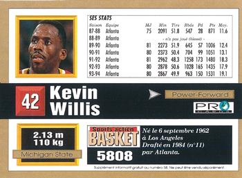 1993-94 Pro Cards French Sports Action Basket #5808 Kevin Willis Back