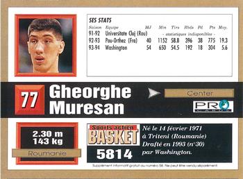 1993-94 Pro Cards French Sports Action Basket #5814 Gheorghe Muresan Back