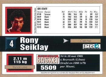 1993-94 Pro Cards French Sports Action Basket #5509 Rony Seikaly Back