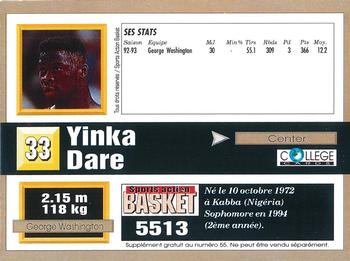 1993-94 Pro Cards French Sports Action Basket #5513 Yinka Dare Back