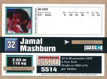 1993-94 Pro Cards French Sports Action Basket #5514 Jamal Mashburn Back