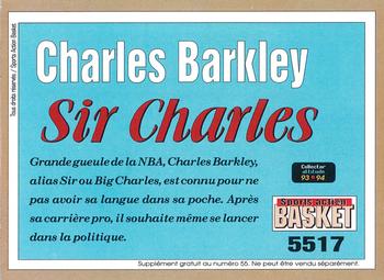 1993-94 Pro Cards French Sports Action Basket #5517 Charles Barkley (Attitude) Back