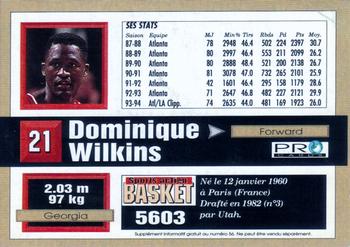 1993-94 Pro Cards French Sports Action Basket #5603 Dominique Wilkins Back