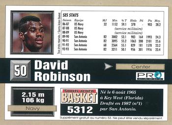 1993-94 Pro Cards French Sports Action Basket #5312 David Robinson Back