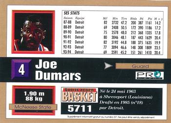 1993-94 Pro Cards French Sports Action Basket #5711 Joe Dumars Back
