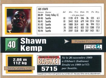 1993-94 Pro Cards French Sports Action Basket #5715 Shawn Kemp Back
