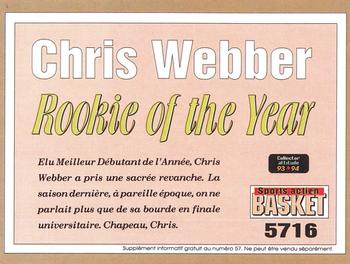 1993-94 Pro Cards French Sports Action Basket #5716 Chris Webber (Attitude) Back