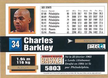 1993-94 Pro Cards French Sports Action Basket #5803 Charles Barkley Back