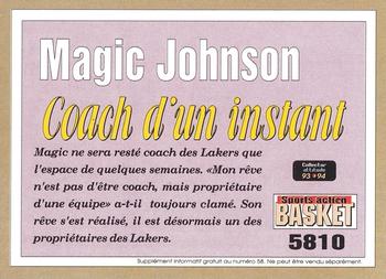 1993-94 Pro Cards French Sports Action Basket #5810 Magic Johnson (Attitude) Back