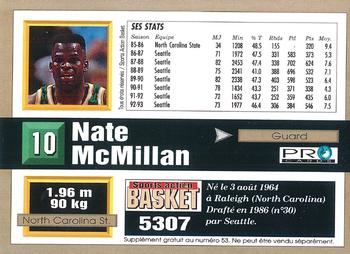 1993-94 Pro Cards French Sports Action Basket #5307 Nate McMillan Back