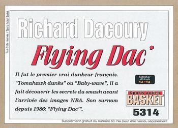 1993-94 Pro Cards French Sports Action Basket #5314 Richard Dacoury Back