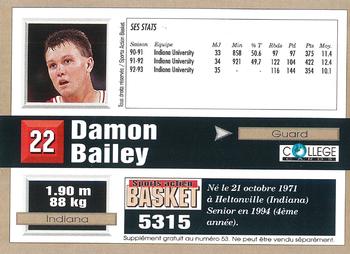 1993-94 Pro Cards French Sports Action Basket #5315 Damon Bailey Back