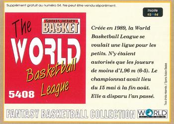 1993-94 Pro Cards French Sports Action Basket #5408 World Basketball League Back