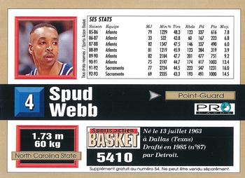 1993-94 Pro Cards French Sports Action Basket #5410 Spud Webb Back