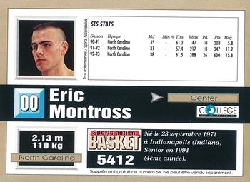 1993-94 Pro Cards French Sports Action Basket #5412 Eric Montross Back