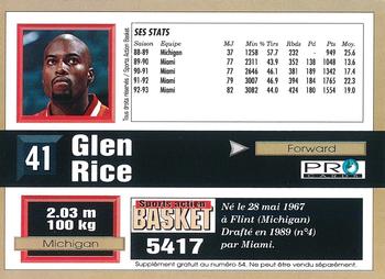 1993-94 Pro Cards French Sports Action Basket #5417 Glen Rice Back