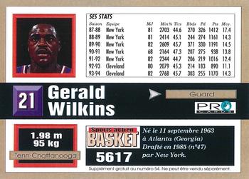 1993-94 Pro Cards French Sports Action Basket #5617 Gerald Wilkins Back