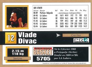 1993-94 Pro Cards French Sports Action Basket #5705 Vlade Divac Back