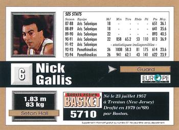 1993-94 Pro Cards French Sports Action Basket #5710 Nick Gallis Back