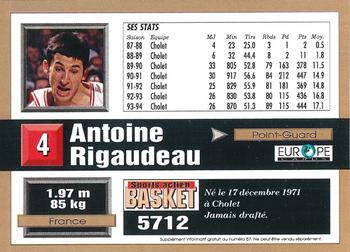 1993-94 Pro Cards French Sports Action Basket #5712 Antoine Rigaudeau Back