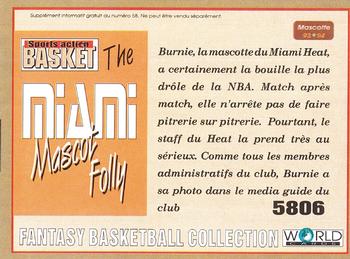 1993-94 Pro Cards French Sports Action Basket #5806 Miami Mascot Folly Back
