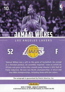 2016-17 Panini Absolute - Marks of Fame #10 Jamaal Wilkes Back