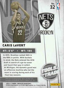 2016-17 Panini Absolute - Tools of the Trade Rookie Materials Dual Relic #32 Caris LeVert Back