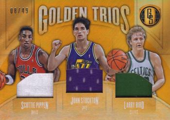 2016-17 Panini Gold Standard - Golden Trios #21 Larry Bird / John Stockton / Scottie Pippen Front