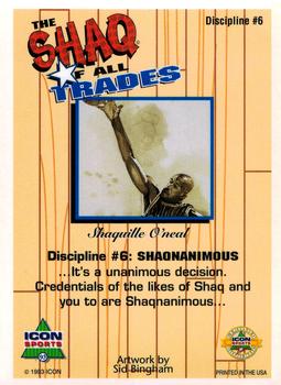 1993 Icon Sports Profiles Shaq of all Trades #6 Shaquille O'Neal Back