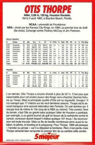 1994 5 Majeur Magazine (France) #NNO Otis Thorpe Back