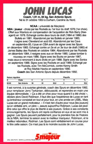 1994 5 Majeur Magazine (France) #NNO John Lucas Back