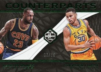 2016-17 Panini Limited - Counterparts Emerald Spotlight #6 LeBron James / Stephen Curry Front