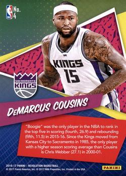 2016-17 Panini Revolution - By the Numbers #4 DeMarcus Cousins Back