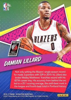 2016-17 Panini Revolution - By the Numbers #6 Damian Lillard Back