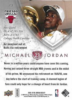 2009-10 Upper Deck Michael Jordan Legacy Collection Hall of Fame Edition #73 Michael Jordan Back